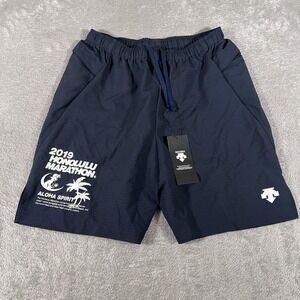 Descente Shorts Mens Medium Navy Running Linerless 2019‎ Honolulu Marathon NWT